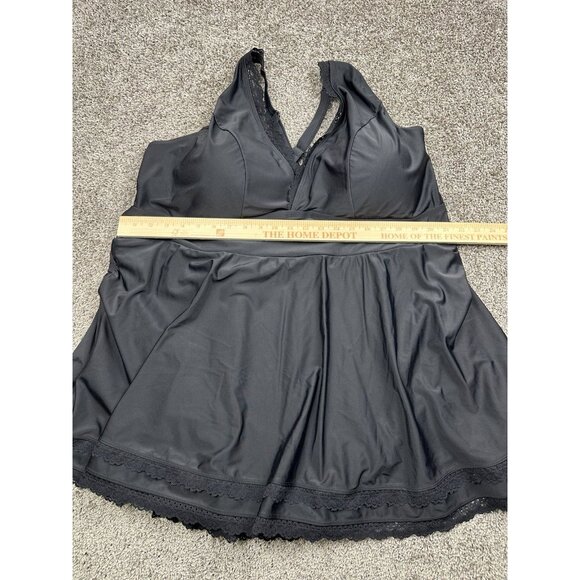 Torrid Women's Lace Trimmed Wireless‎ Black V-Neck Swim Dress with Brief Size 5 - Picture 2 of 8